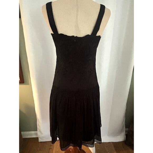 Ann Taylor Drop Waist Midi Dress Black Eyelet Silk Gatsby Dress Sz 4 - Picture 9 of 14